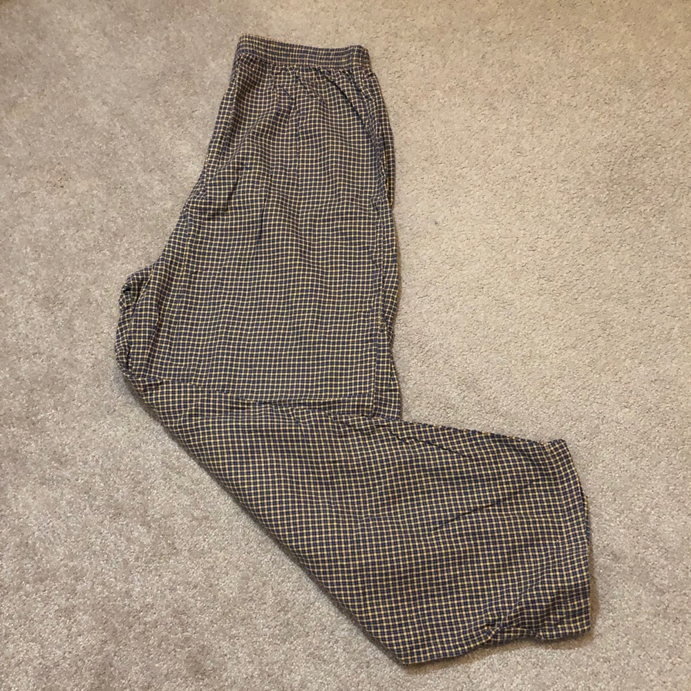 Plaid Long Pajama Pants Elastic Waistband